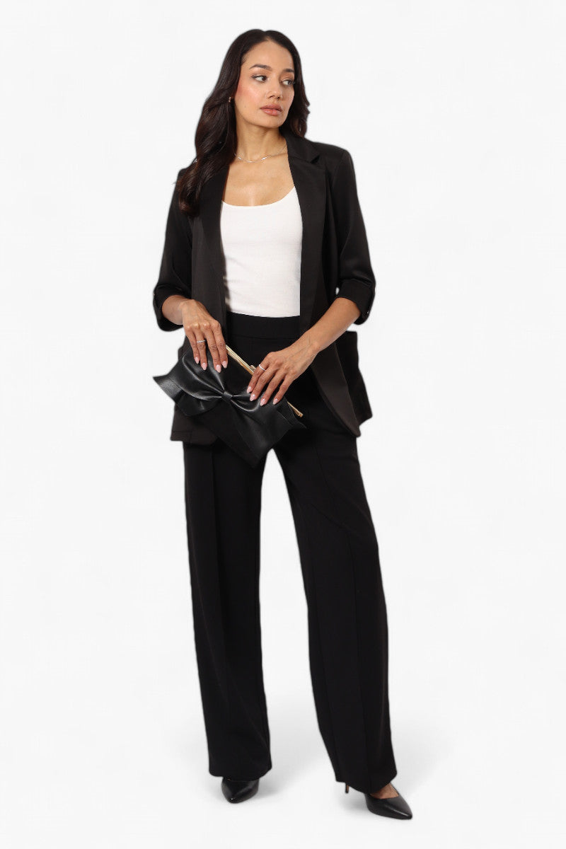 Limite Solid Roll Up Sleeve Blazer - Black - Womens Blazers - Fairweather