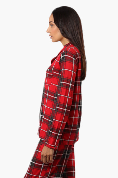 Canada Weather Gear Plaid Button Down Pajama Top - Red - Womens Pajamas - Fairweather