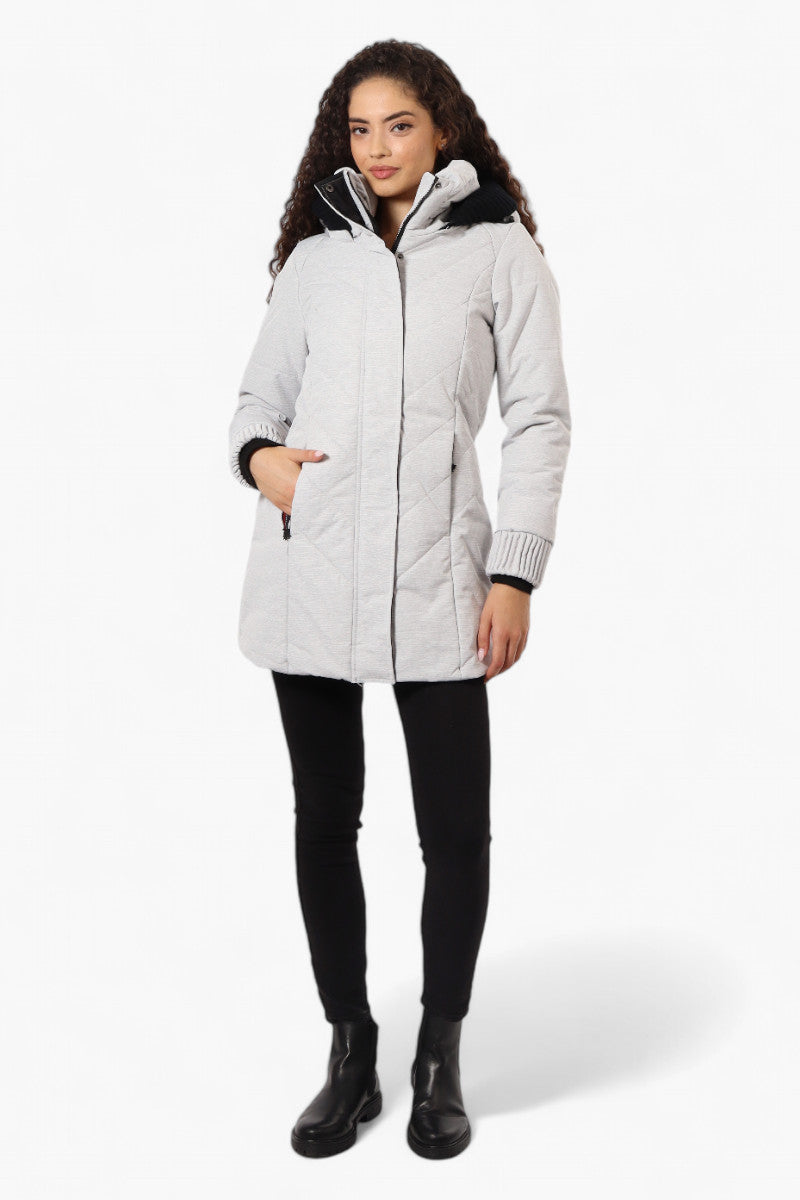 Canada Weather Gear Chevron Quilted Parka Jacket - White - Womens Parka Jackets - Fairweather