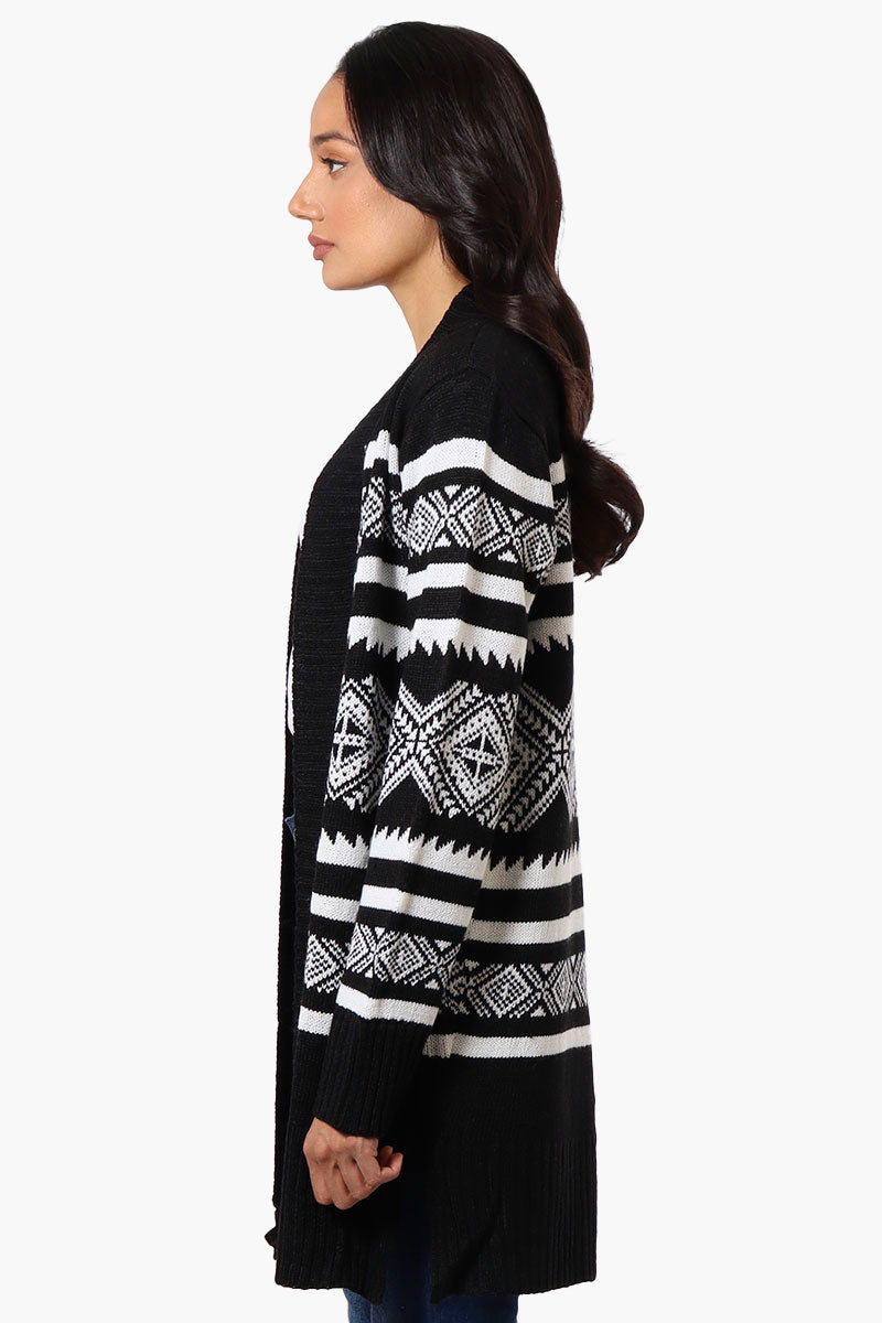 Canada Weather Gear Patterned Wrap Cardigan - Black - Womens Cardigans - Fairweather