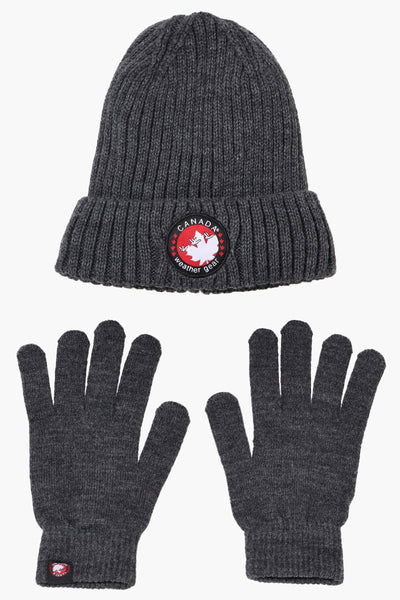 Canada Weather Gear Gloves Cuffed Beanie Hat Set - Grey - Womens Hats - Fairweather