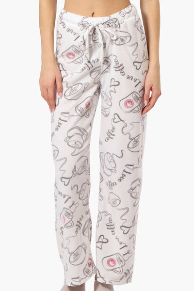 Canada Weather Gear Coffee Pattern Wide Leg Pajama Pants - White - Womens Pajamas - Fairweather