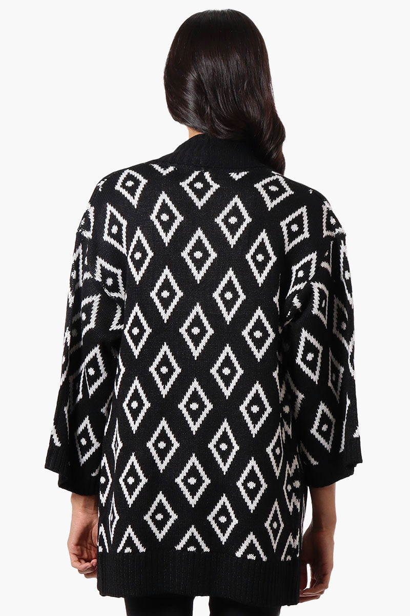 International INC Company Diamond Pattern Wrap Cardigan - Black - Womens Cardigans - Fairweather