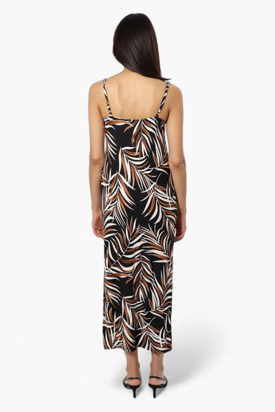 Majora Patterned Spaghetti Strap Maxi Dress - Black - Womens Maxi Dresses - Fairweather