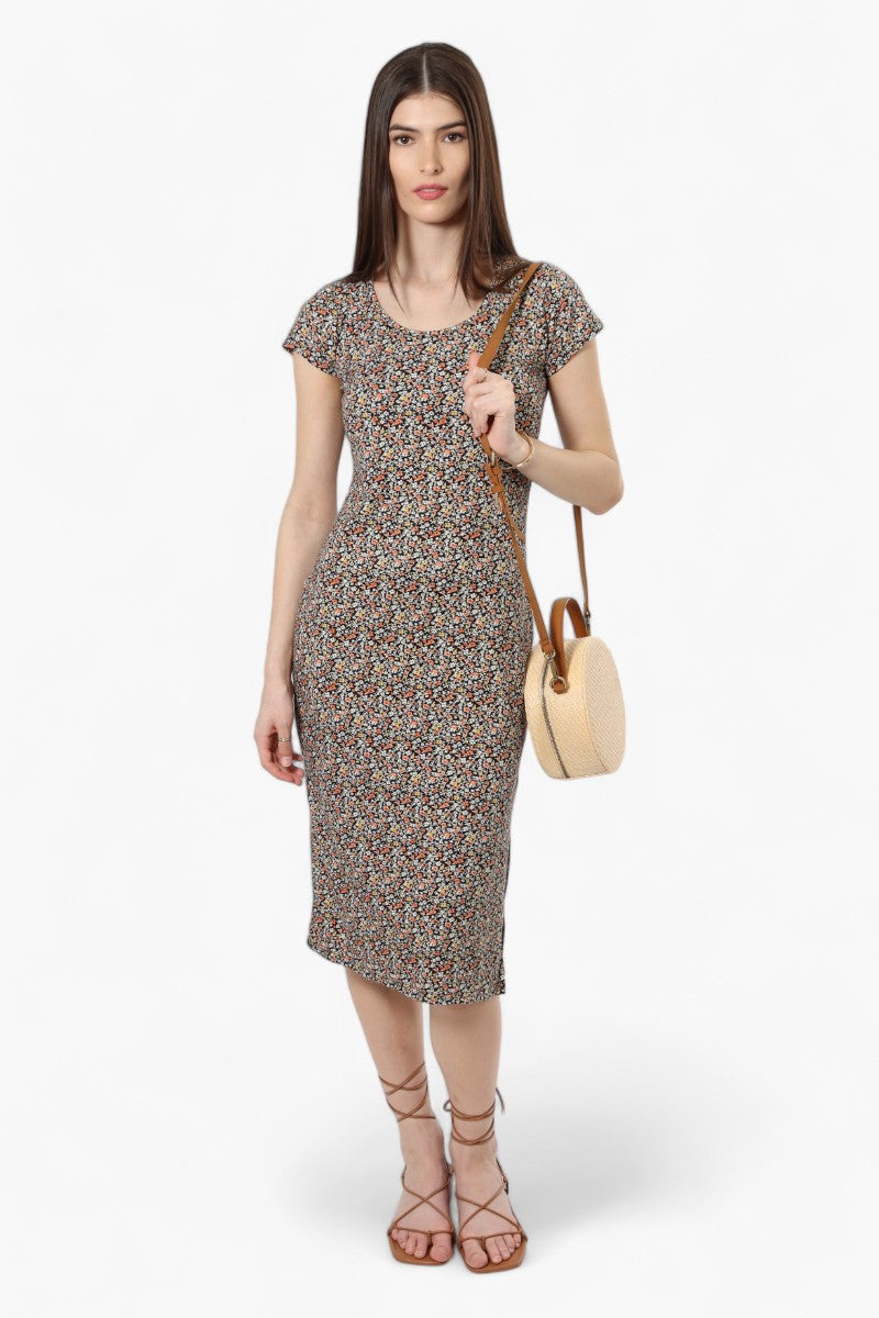 International INC Company Floral Cap Sleeve Midi Dress - Multi - Womens Midi Dresses - Fairweather