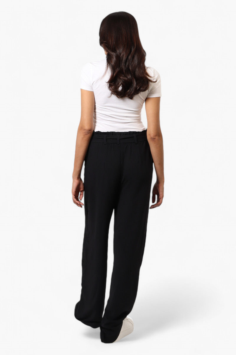 Urbanology Solid Belted Palazzo Pants - Black - Womens Pants - Fairweather