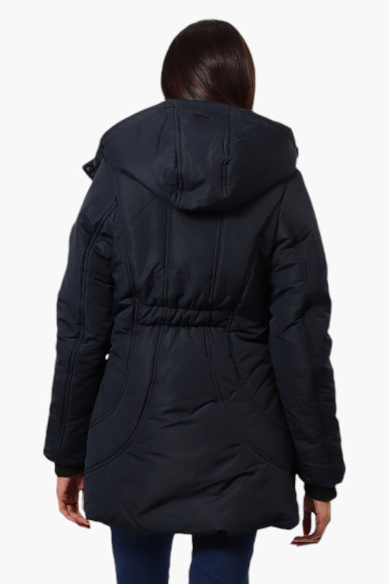 Oppenheimer Hooded Cinched Waist Parka Jacket - Navy - Womens Parka Jackets - Fairweather