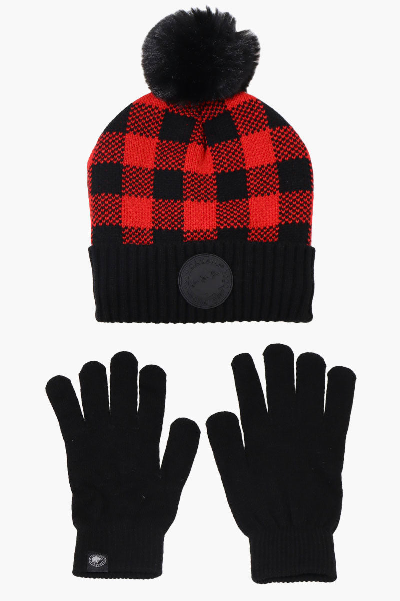 Canada Weather Gear Gloves Pom Pom Hat Set - Red - Womens Hats - Fairweather