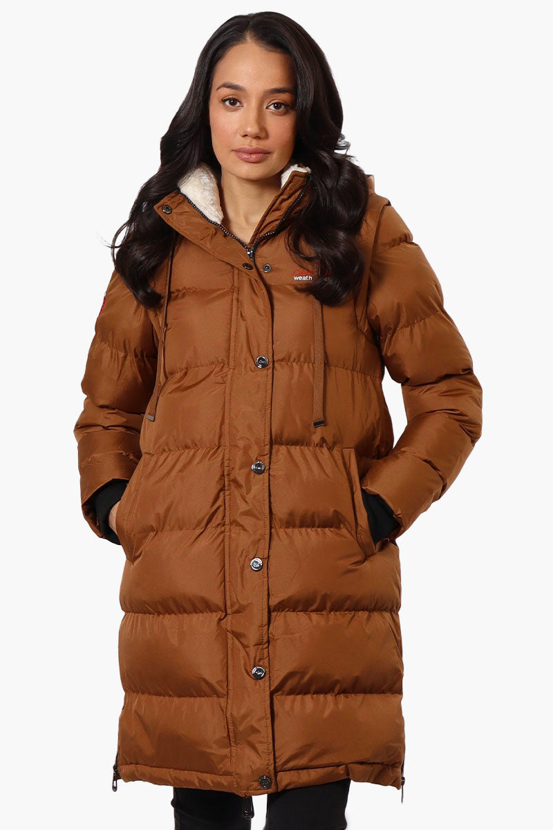 Canada Weather Gear Side Slit Puffer Parka Jacket - Brown - Womens Parka Jackets - Fairweather