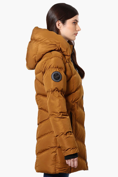 Canada Weather Gear Chevron Quilted Puffer Parka Jacket - Brown - Womens Parka Jackets - Fairweather