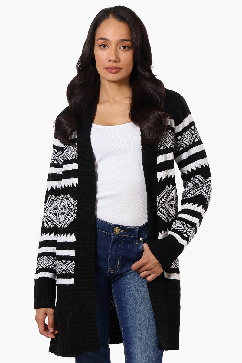 Canada Weather Gear Patterned Wrap Cardigan - Black - Womens Cardigans - Fairweather