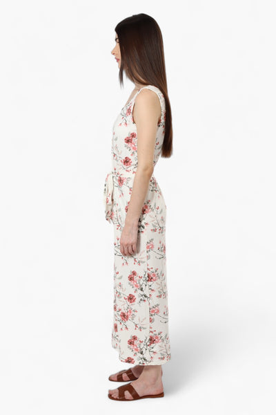 International INC Company Belted Floral Maxi Dress - White - Womens Maxi Dresses - Fairweather