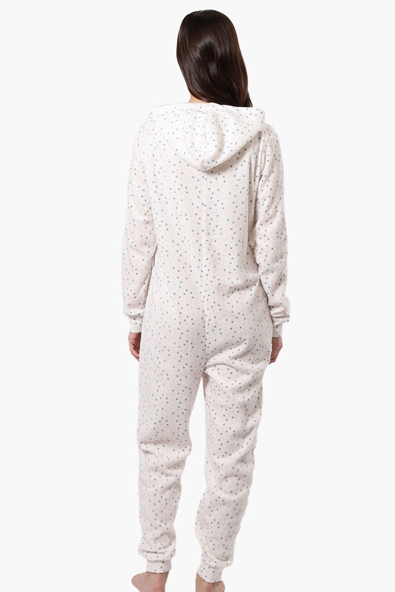 Cuddly Canuckies Hooded Dotted Pattern Onesie - White - Womens Onesies - Fairweather