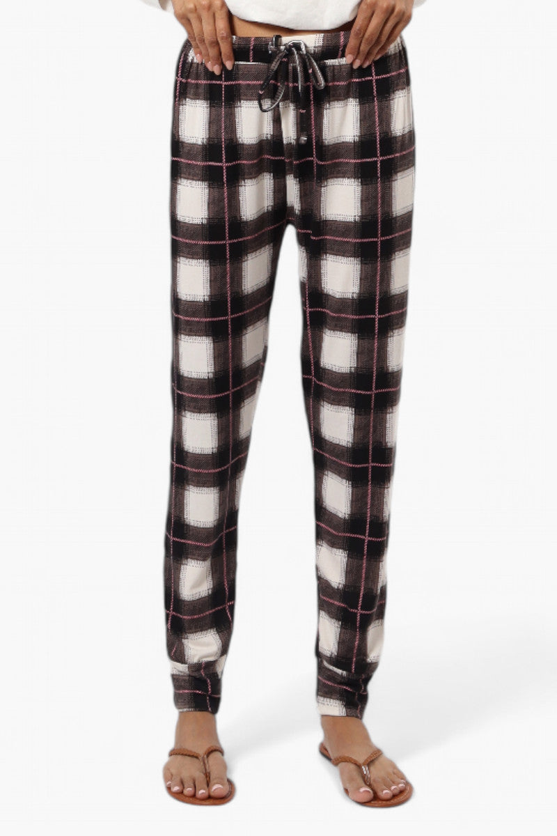 Canada Weather Gear Plaid Tie Waist Jogger Pajama Pants - White - Womens Pajamas - Fairweather