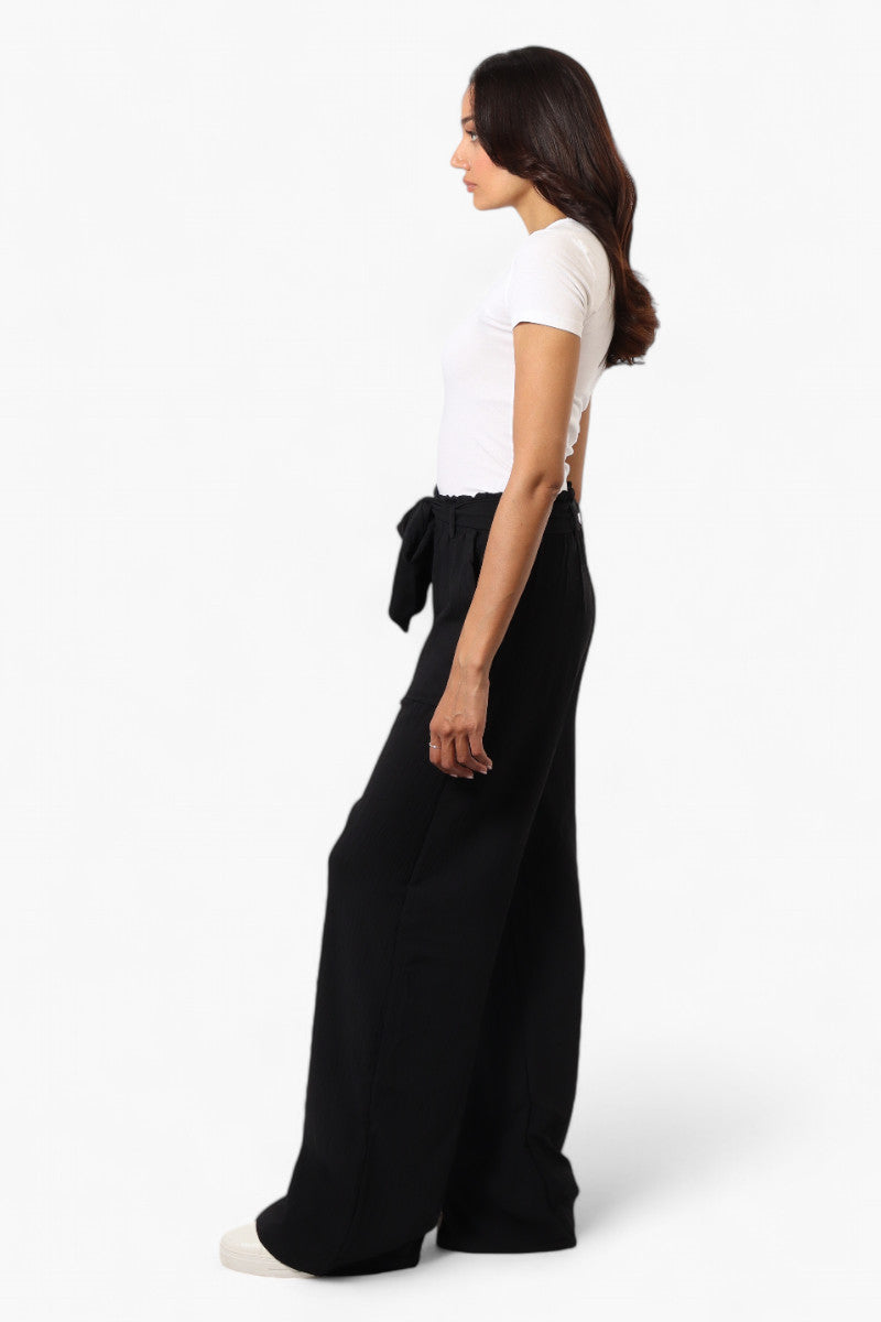 Urbanology Solid Belted Palazzo Pants - Black - Womens Pants - Fairweather