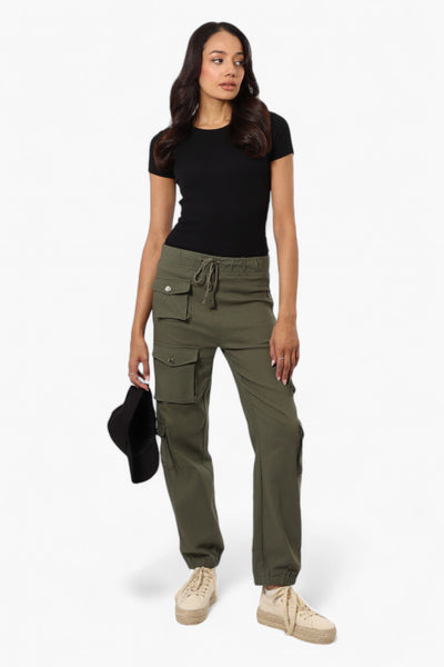 Urbanology Solid Tie Waist 5 Pocket Cargo Pants - Olive - Womens Pants - Fairweather