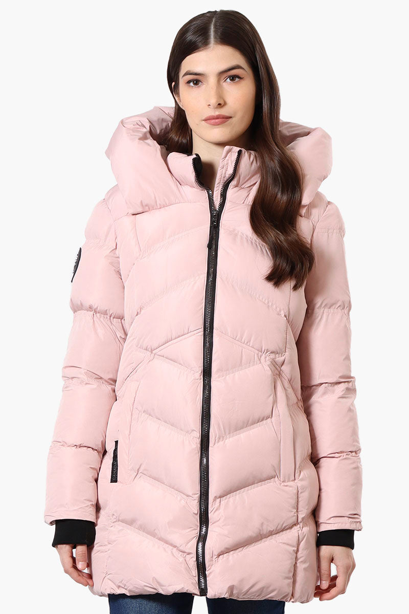 Canada Weather Gear Chevron Quilted Puffer Parka Jacket - Pink - Womens Parka Jackets - Fairweather