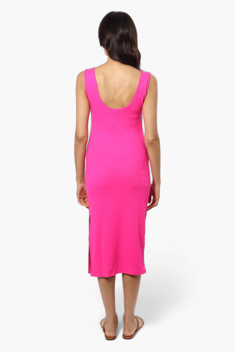 Impress Ribbed Side Slit Maxi Dress - Pink - Womens Maxi Dresses - Fairweather