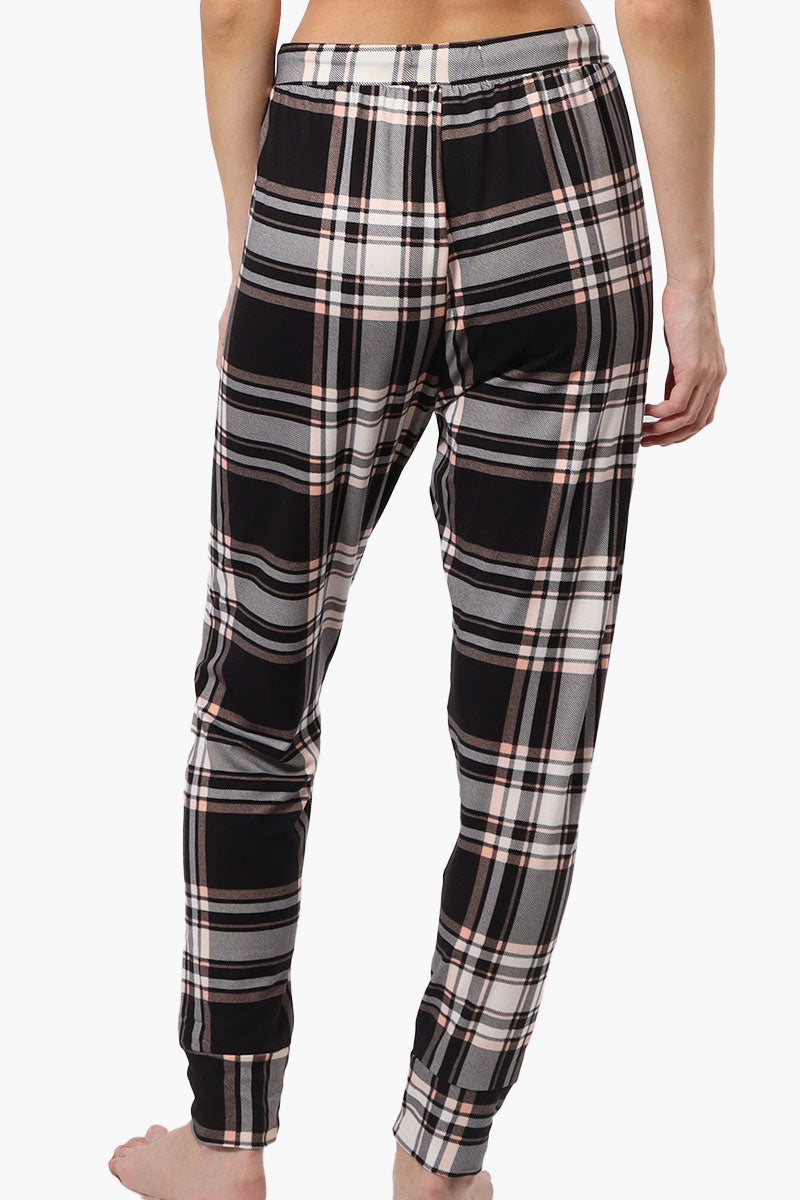 Cuddly Canuckies Plaid Jogger Pajama Pants - Black - Womens Pajamas - Fairweather