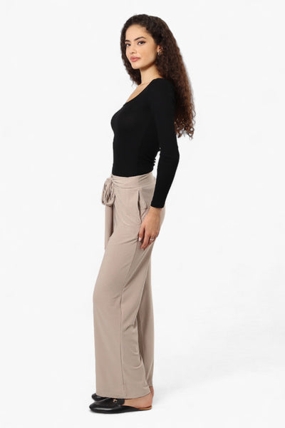 International INC Company Solid Belted Palazzo Pants - Beige - Womens Pants - Fairweather