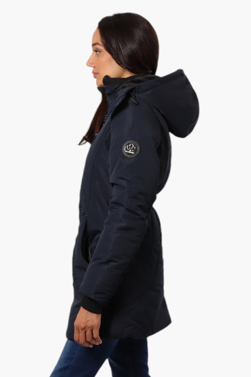 Oppenheimer Hooded Cinched Waist Parka Jacket - Navy - Womens Parka Jackets - Fairweather