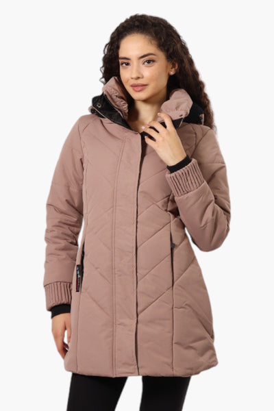 Canada Weather Gear Chevron Quilted Parka Jacket - Brown - Womens Parka Jackets - Fairweather