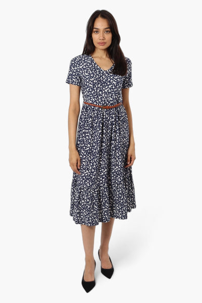 International INC Company Belted Floral Maxi Dress - Navy - Womens Maxi Dresses - Fairweather