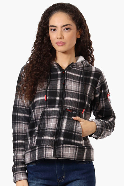 Canada Weather Gear Plaid Fleece Lined Hoodie - Black - Womens Hoodies & Sweatshirts - Fairweather