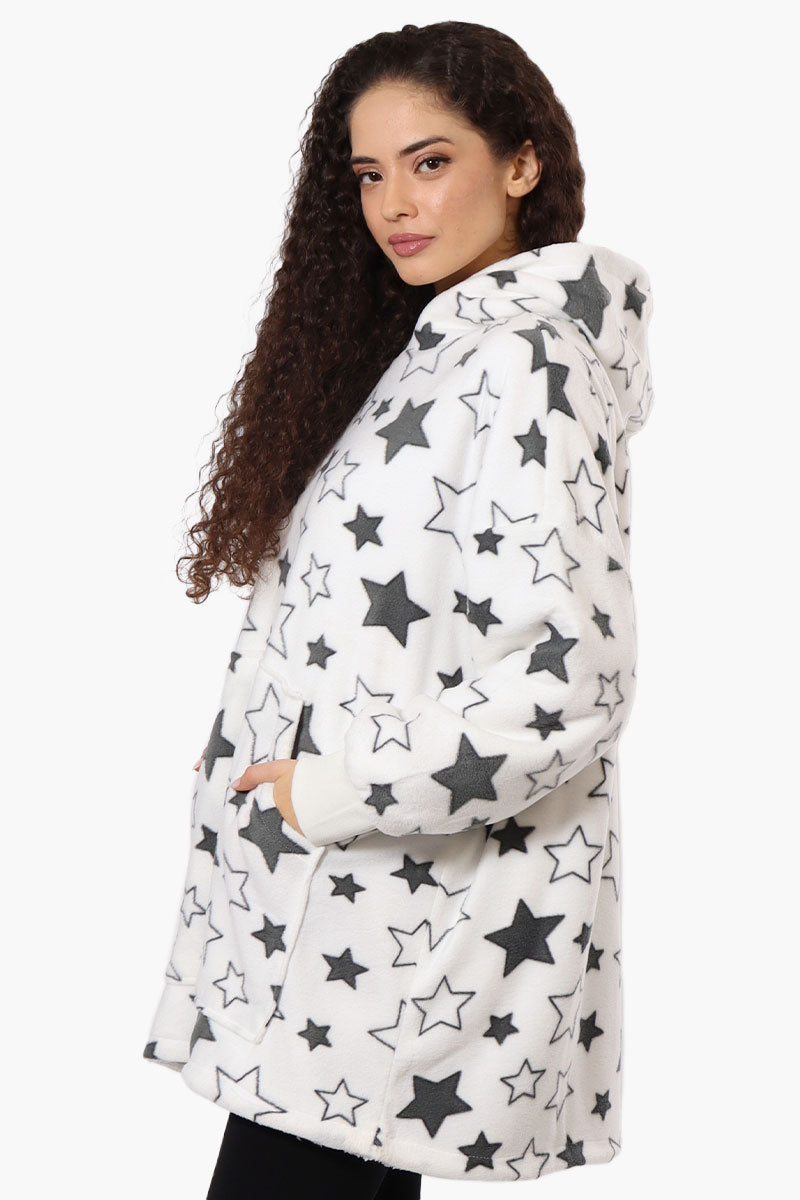 Cuddly Canuckies Star Pattern Oversized Pajama Hoodie White