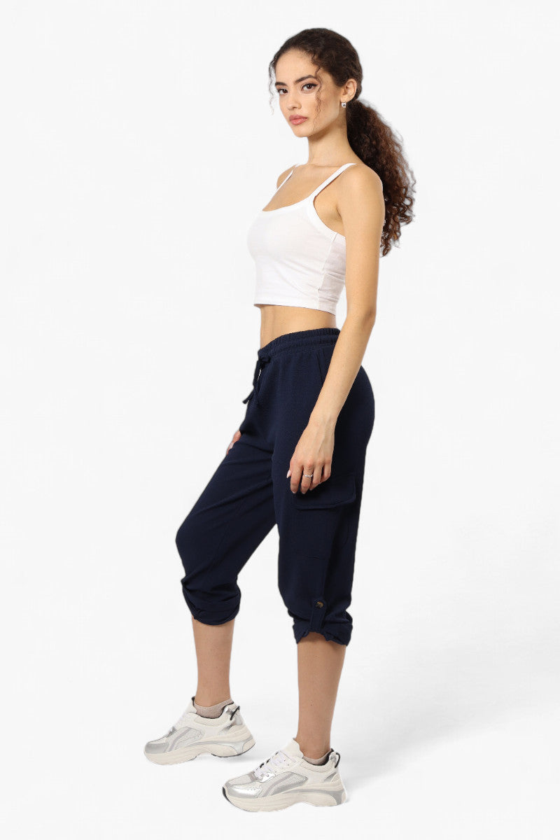 Impress Solid Tie Waist Cargo Pants - Navy - Womens Pants - Fairweather