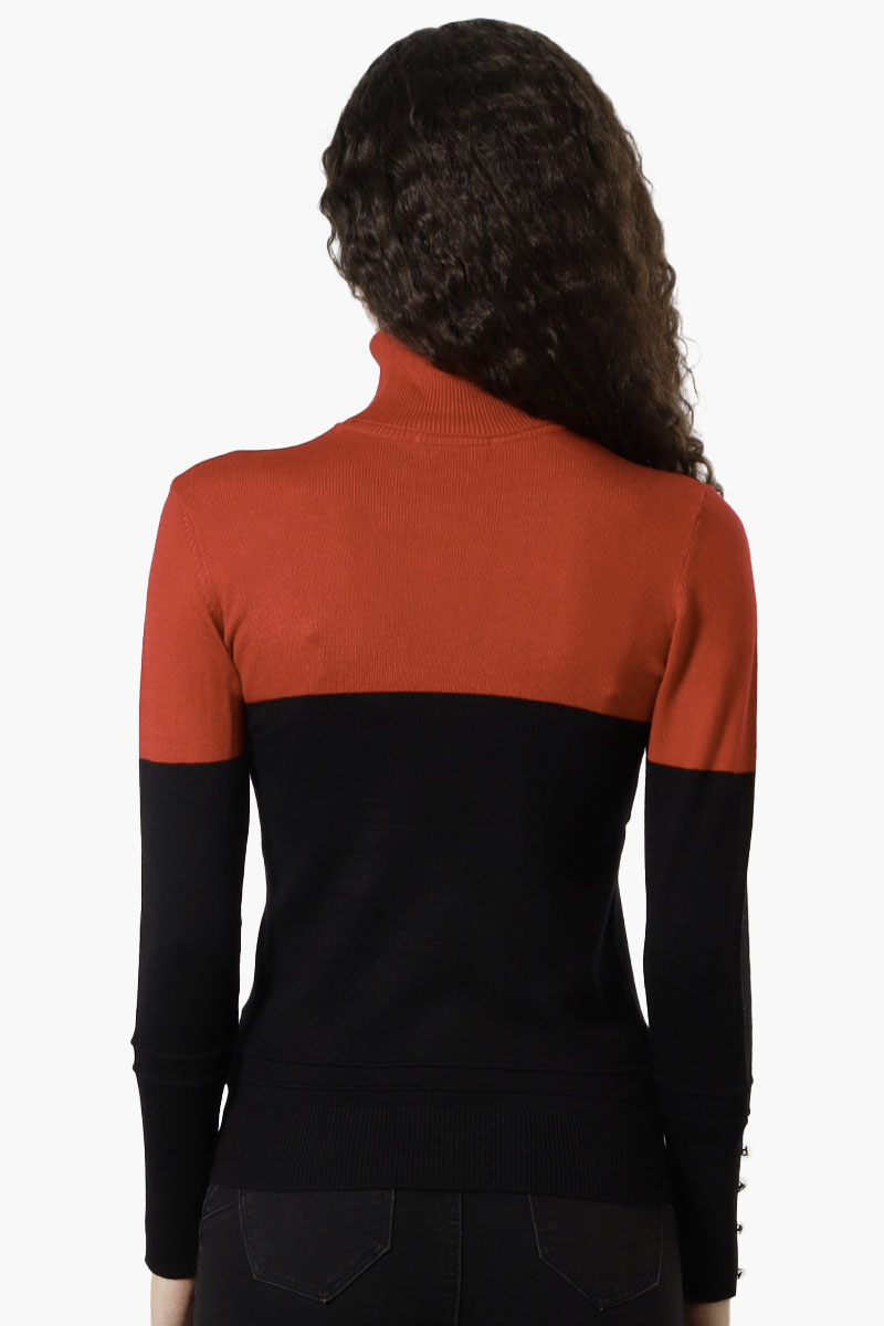 International INC Company Colour Block Turtleneck Pullover Sweater - Red - Womens Pullover Sweaters - Fairweather