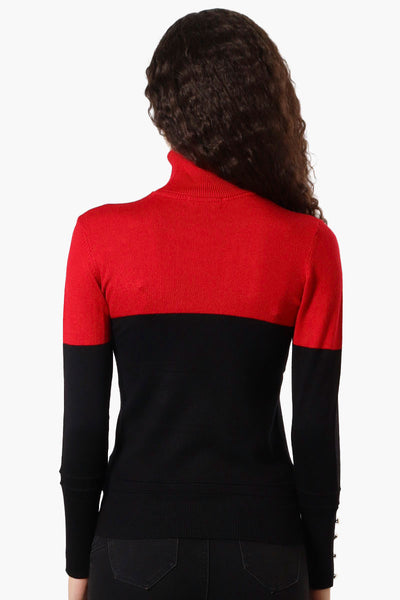 International INC Company Colour Block Turtleneck Pullover Sweater - Red - Womens Pullover Sweaters - Fairweather