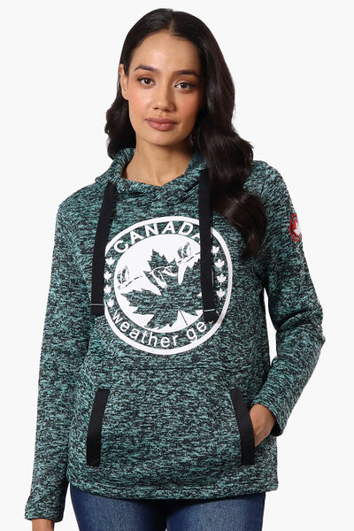 Canada Weather Gear Chest Logo Fleece Hoodie - Teal - Womens Hoodies & Sweatshirts - Fairweather