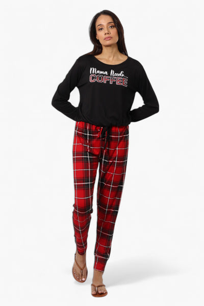 Canada Weather Gear Plaid Tie Waist Jogger Pajama Pants - Red - Womens Pajamas - Fairweather