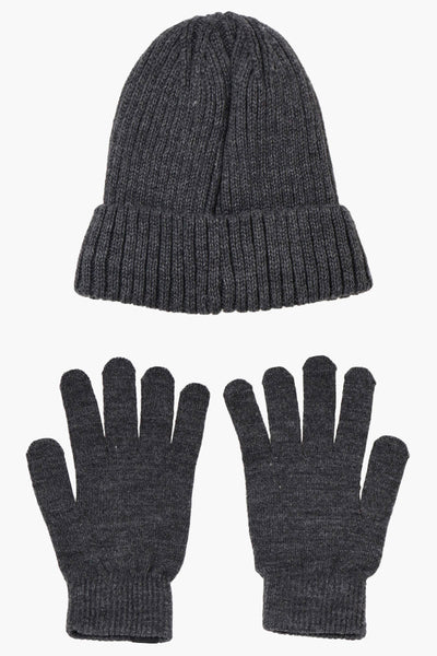 Canada Weather Gear Gloves Cuffed Beanie Hat Set - Grey - Womens Hats - Fairweather