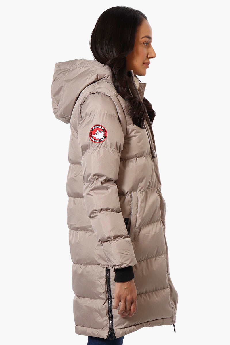 Canada Weather Gear Side Slit Puffer Parka Jacket - Beige - Womens Parka Jackets - Fairweather