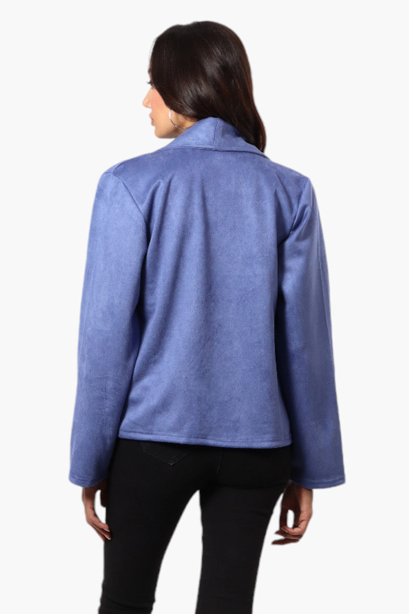 Beechers Brook Suede Waterfall Blazer - Blue - Womens Blazers - Fairweather