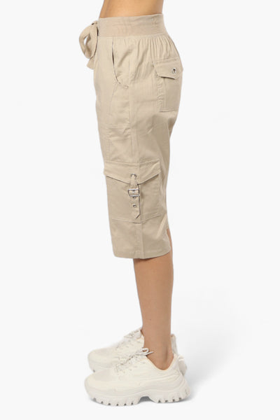 Canada Weather Gear Tie Waist Cargo Capris - Beige - Womens Shorts & Capris - Fairweather