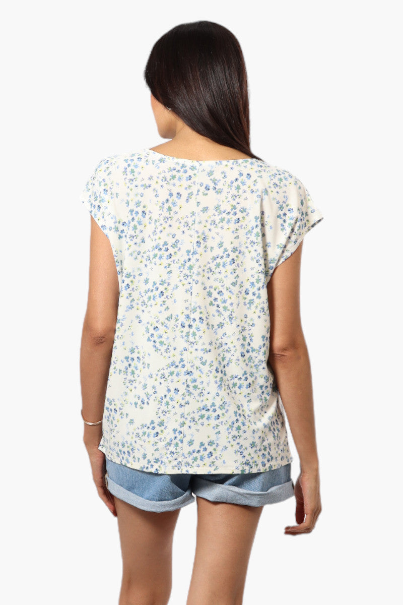 Impress Floral Cap Sleeve Tee - White - Womens Tees & Tank Tops - Fairweather