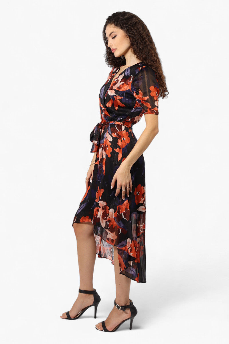 Limite Floral Belted Crossover Maxi Dress - Navy - Womens Maxi Dresses - Fairweather