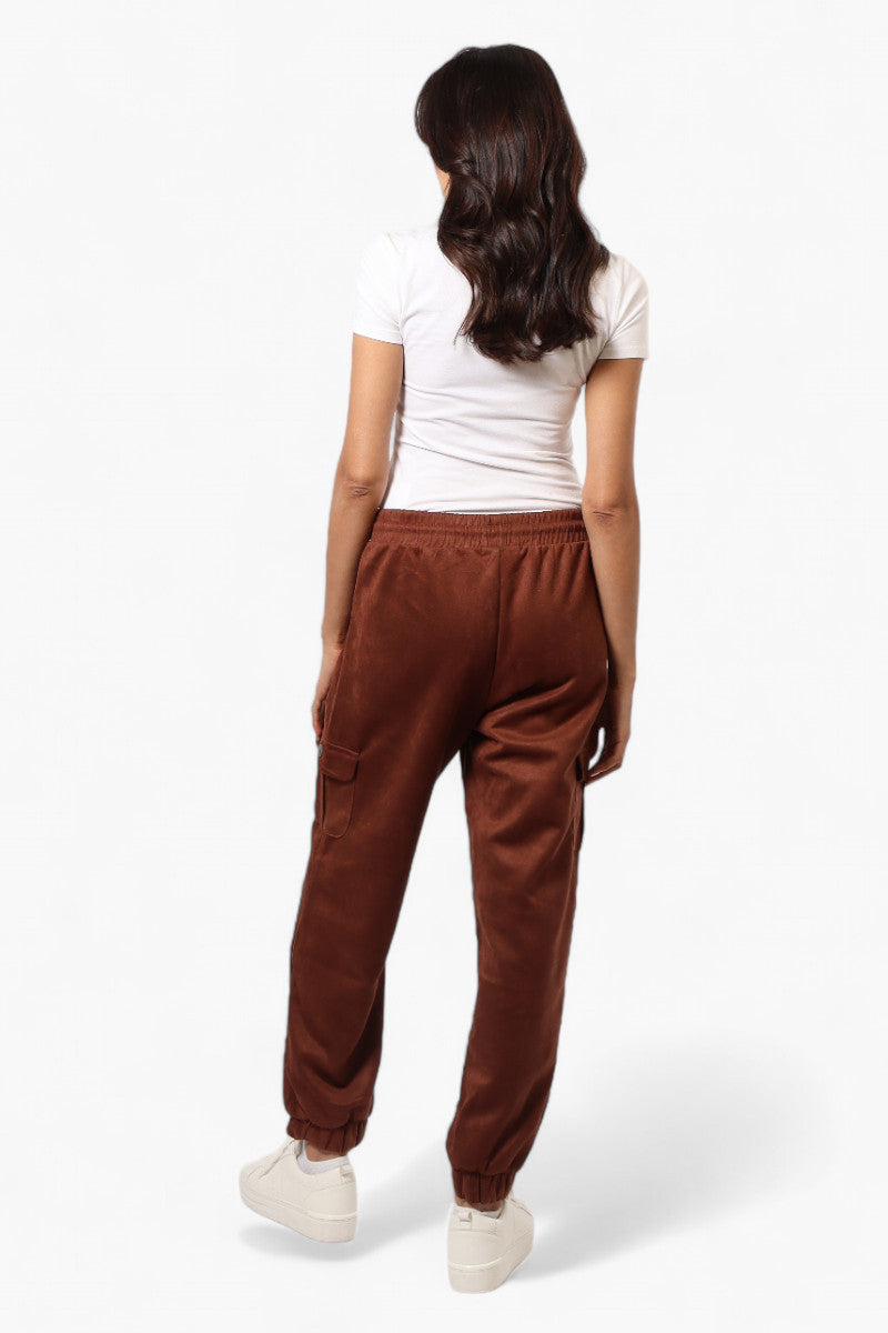 Beechers Brook Tie Waist Suede Cargo Jogger Pants - Brown - Womens Pants - Fairweather