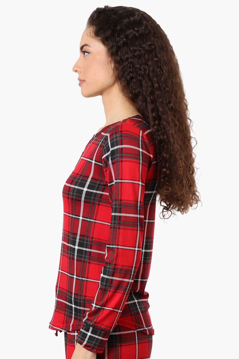 Canada Weather Gear Plaid Henley Pajama Top - Red - Womens Pajamas - Fairweather