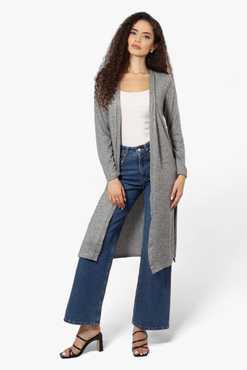 Runaway Bay Long Sleeve Side Slit Duster Cardigan - Grey - Womens Cardigans - Fairweather