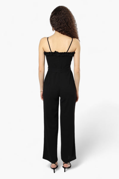 Limite Belted Ruffle Detail Jumpsuit - Black - Womens Jumpsuits & Rompers - Fairweather