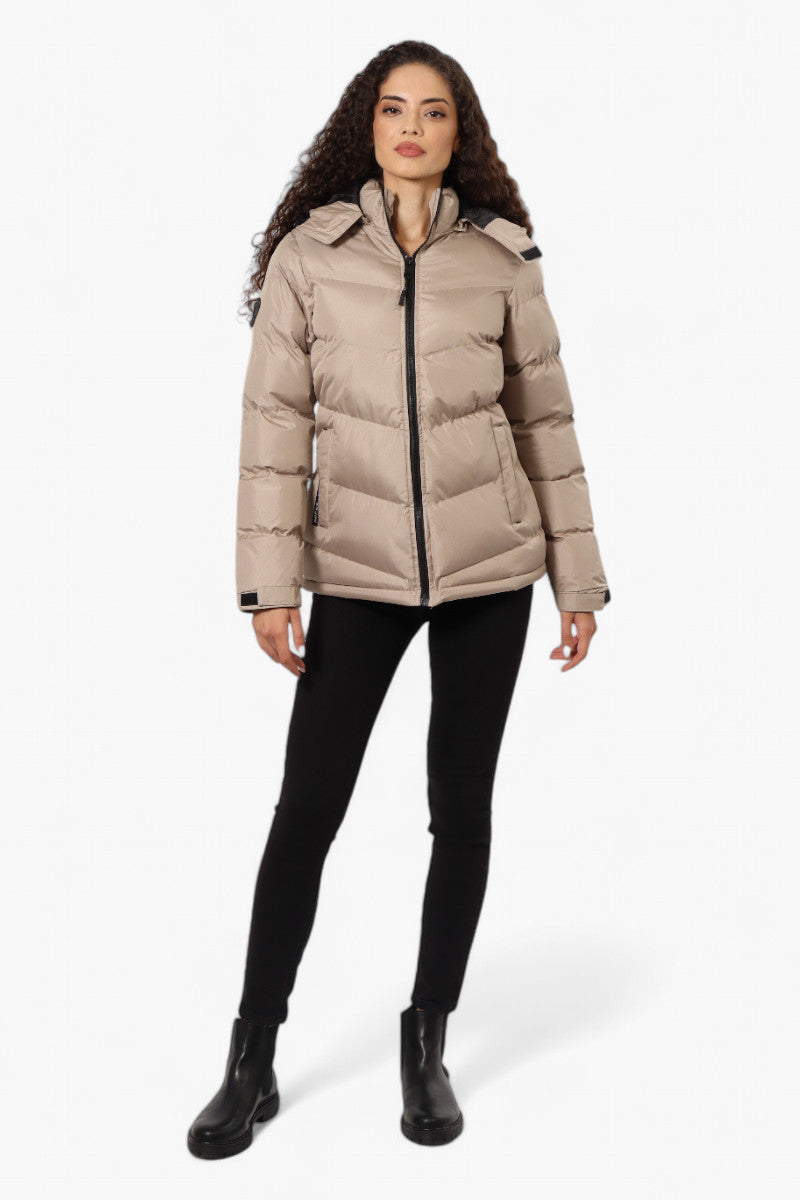 Canada Weather Gear Solid Bubble Bomber Jacket - Taupe - Womens Bomber Jackets - Fairweather