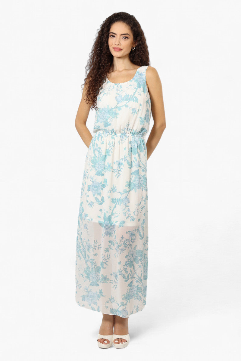 Limite Floral Sleeveless Tank Maxi Dress - White - Womens Maxi Dresses - Fairweather