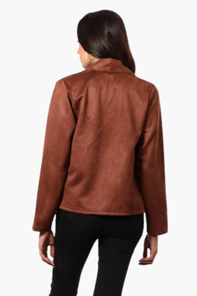 Beechers Brook Suede Waterfall Blazer - Brown - Womens Blazers - Fairweather