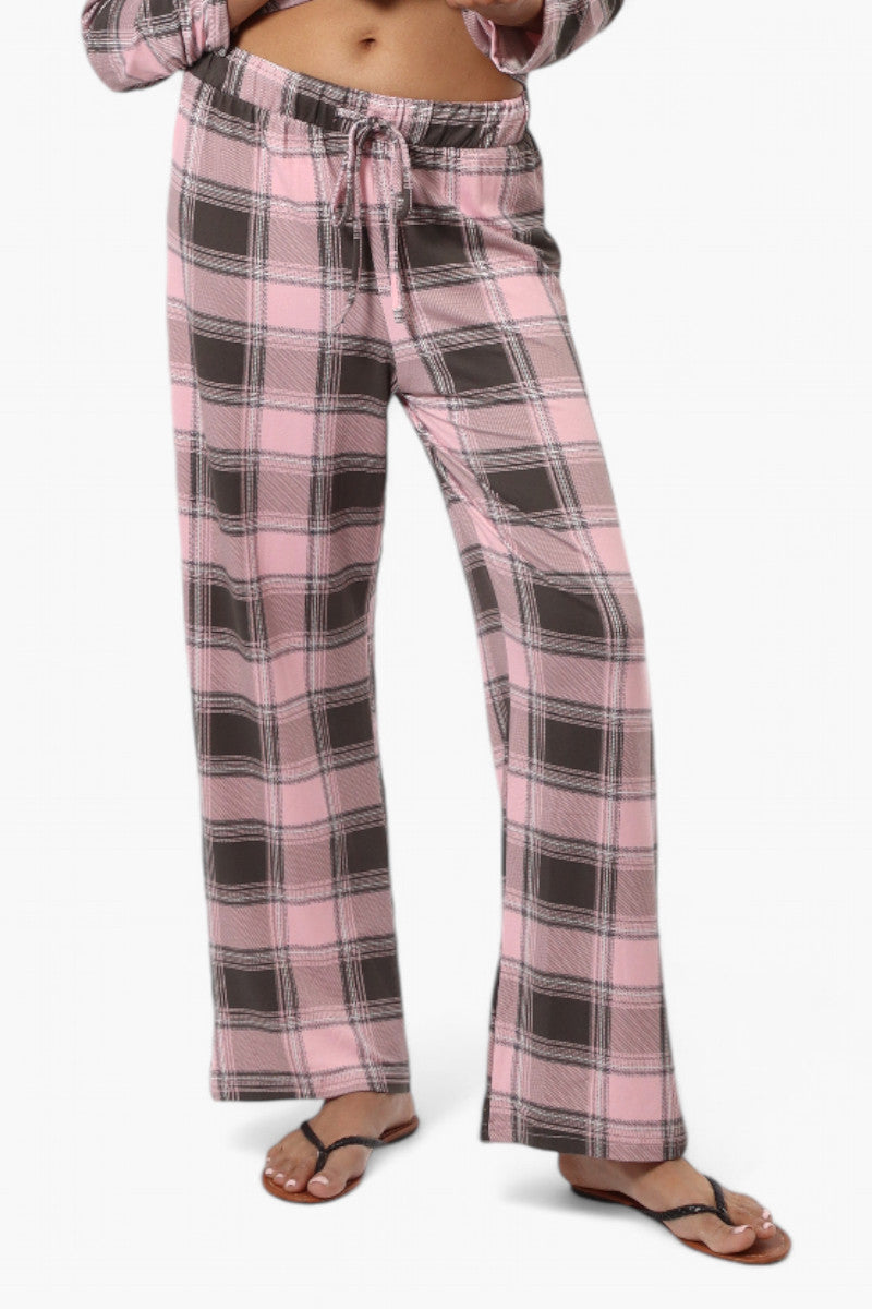 Canada Weather Gear Plaid Wide Leg Pajama Pants - Pink - Womens Pajamas - Fairweather