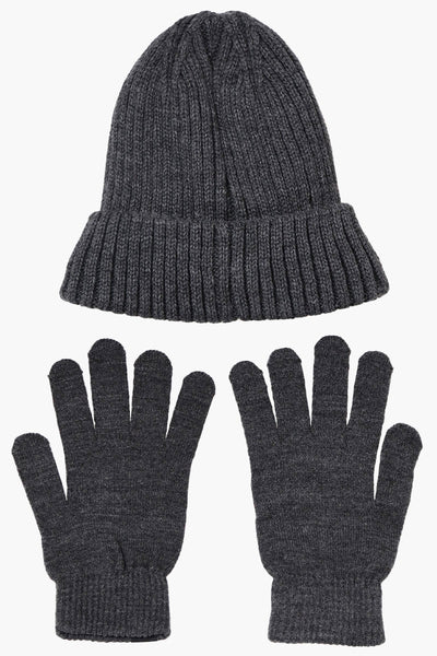 Canada Weather Gear Gloves Cuffed Beanie Hat Set - Grey - Womens Hats - Fairweather