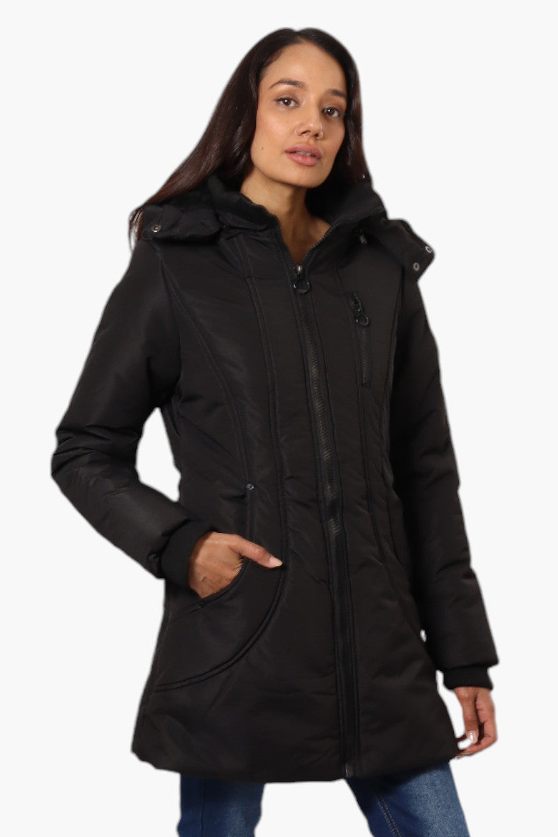 Oppenheimer Hooded Cinched Waist Parka Jacket - Black - Womens Parka Jackets - Fairweather